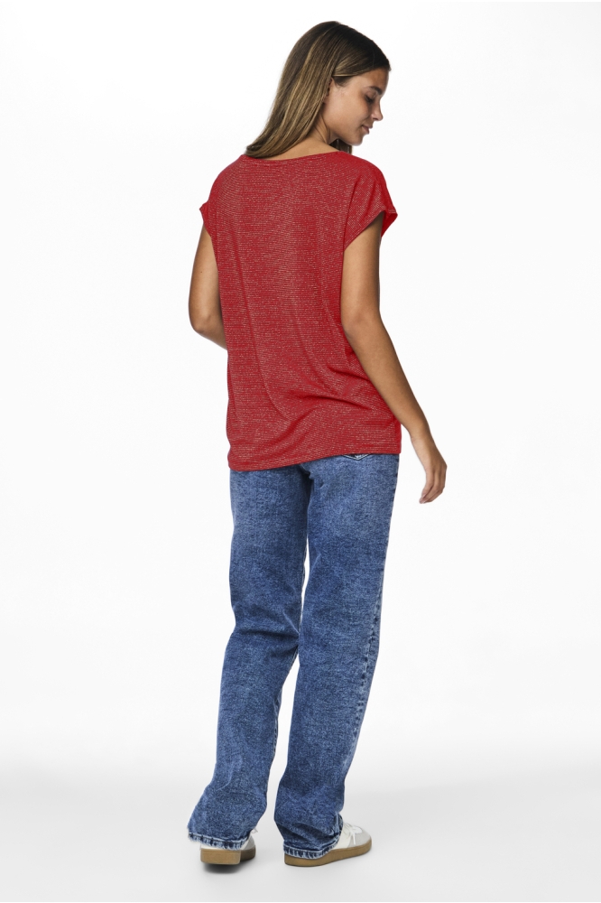 PCBILLO TEE LUREX STRIPES JRS NOOS 17078572 POPPY RED